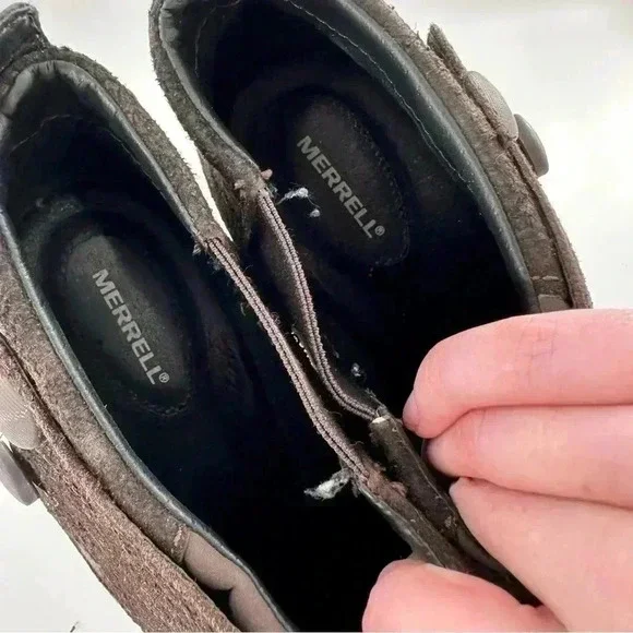 Merrell Luxe button ankle bootie 10 41 espresso brown suede stapled clog boot - Picture 9 of 13